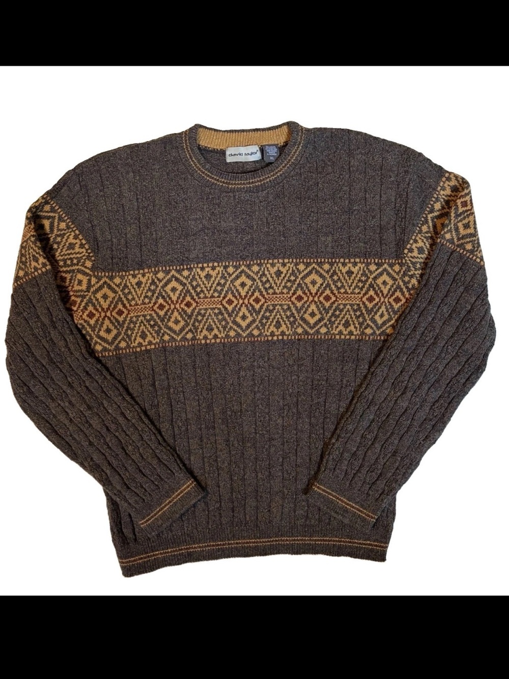 David Taylor Sweater Hand Framed Geometric Pattern Mens XL Vintage 90’s